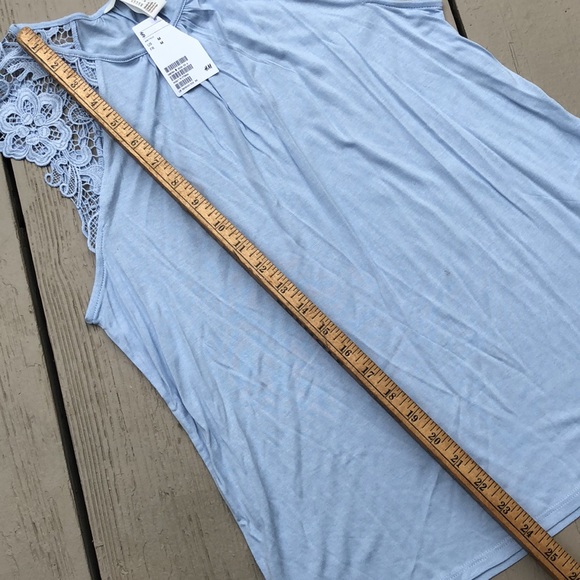 NWT- H&M baby blue  lacy  sleeve lightweight summer top - Picture 14 of 16
